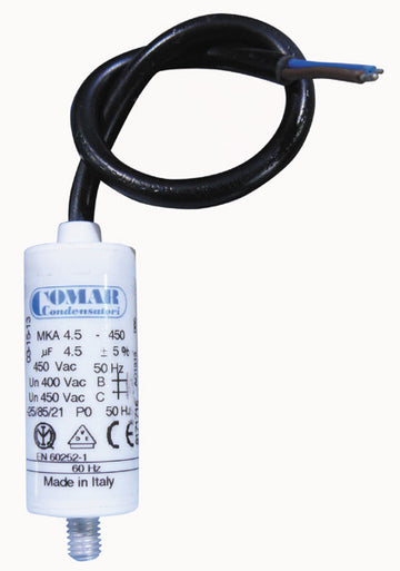 Condensateur condo cbb60 a fil 4.5mf 4.5 mf micro farad 22v cable demarrage moteur motorisation - ECLATS DESTOCKAGE
