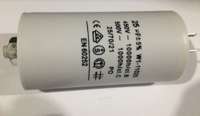 Condensateur de démarrage 25µf 25 µf uf mf micro farad 450v condo double cosses faston - ECLATS DESTOCKAGE