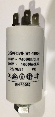 Condensateur demarrage moteur 3.5µf 3.5 mf µf uf micro farad 450v double cosse faston - ECLATS DESTOCKAGE