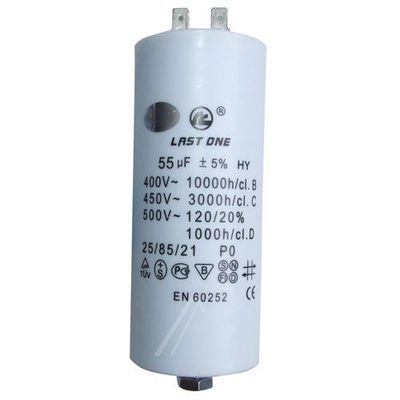 Condensateur demarrage moteur 55µf 55mf 55 micro farad 450v 50/60 hz condo a cosse double faston - ECLATS DESTOCKAGE