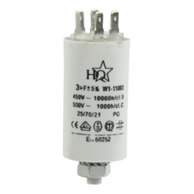 Condensateur permanent 3µf 3 µf 3mf micro farad 450v double cosses faston 6.3mm vis m8 - ECLATS DESTOCKAGE