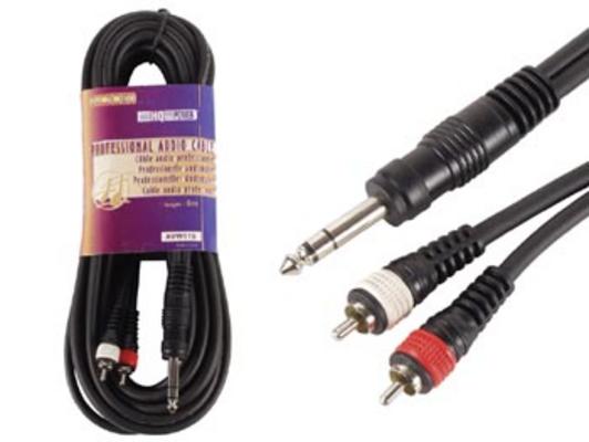 Cordon 1.2 m 2 jack mâle 6.35 vers 2 rca mâle cordon 2 j6,3 mo m 2 rca m 1,2m sachet ECLATS DESTOCKAGE