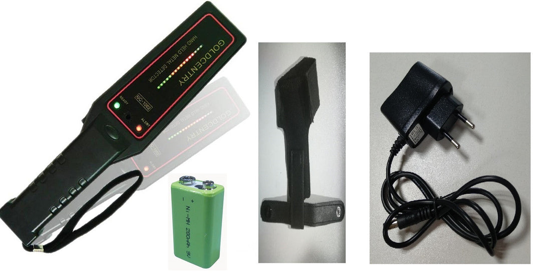 Détecteur de métaux 16 led + batterie rechargeable + chargeur + support ceinture detection fouille ECLATS DESTOCKAGE