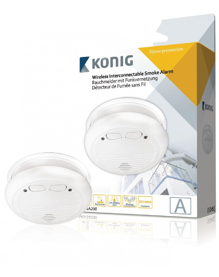Detecteur sans fil en14604 + pile lithium detection fumee incendie rf 433mhz alarme feu radio ECLATS DESTOCKAGE