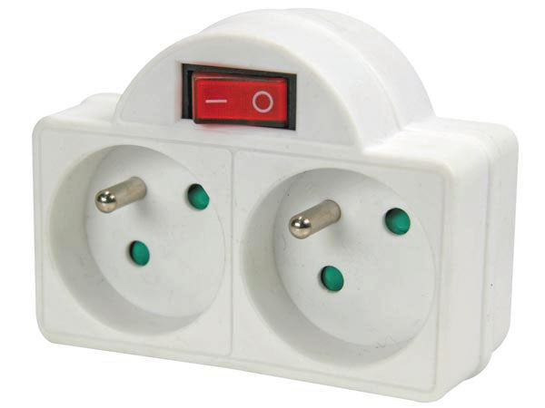 2 Double prises interrupteur eb2sw terre française alimentation 220v electricite ECLATS DESTOCKAGE