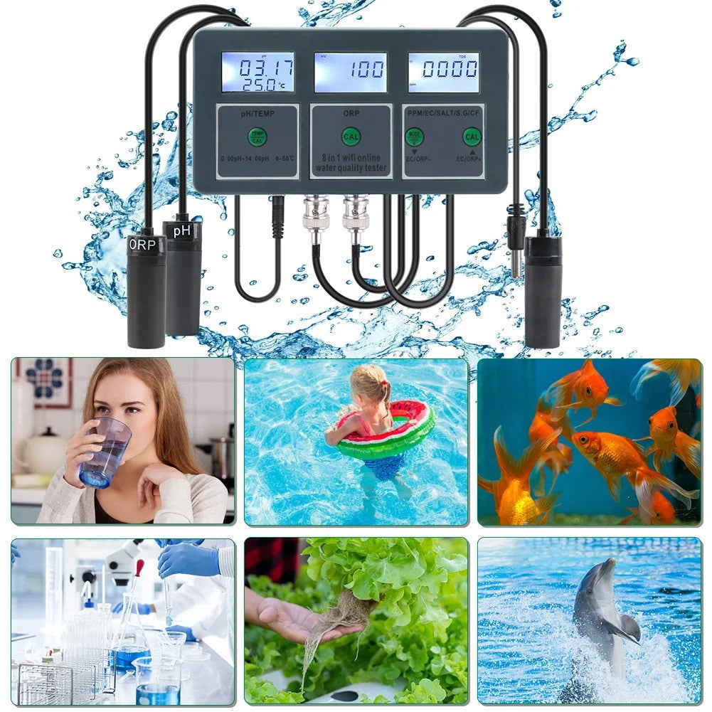 Enregistreur 220v WiFi Tuya PISCINE température ph orp salinité TDS Testeur eau analyseur spa aquarium ECLATS DESTOCKAGE