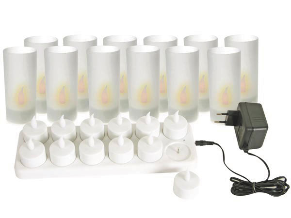 Ensemble 12 bougies rechargeables à led eclairage decoratif lumiere xmcl12 douce basse consommation ECLATS DESTOCKAGE