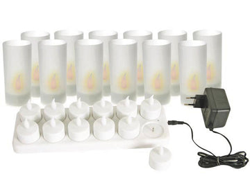 Ensemble 12 bougies rechargeables à led eclairage decoratif lumiere xmcl12 douce basse consommation ECLATS DESTOCKAGE