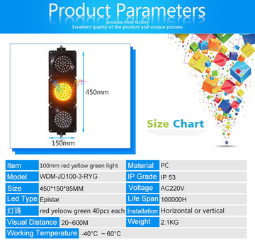 Feu de circulation extérieur IP65 3 x 100mm 220v LED vert orange rouge semaphore lumineux ECLATS DESTOCKAGE