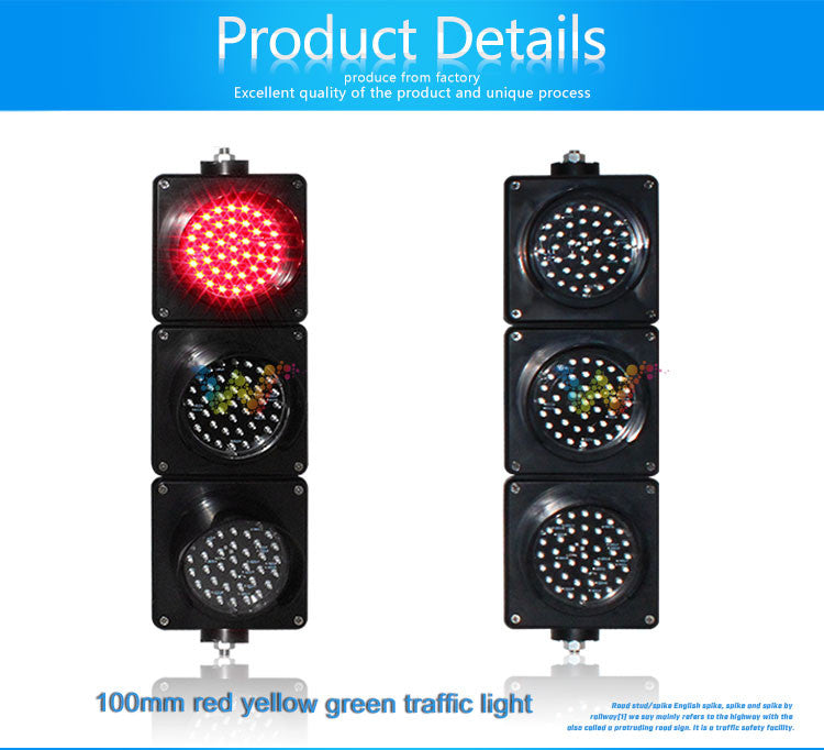 Feu de circulation extérieur IP65 3 x 100mm 12v LED vert orange rouge semaphore lumineux ECLATS DESTOCKAGE