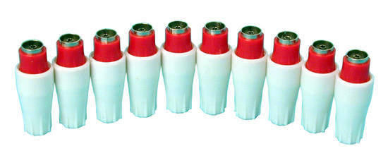Fiche coaxiale femelle 9,5mm (les 10 pièces) pour television tv ECLATS DESTOCKAGE