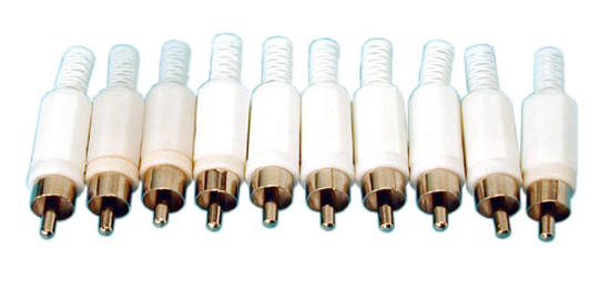 Fiche rca mâle blanche (les 10 pièces) pour camera video fiche rca ca047r ECLATS DESTOCKAGE