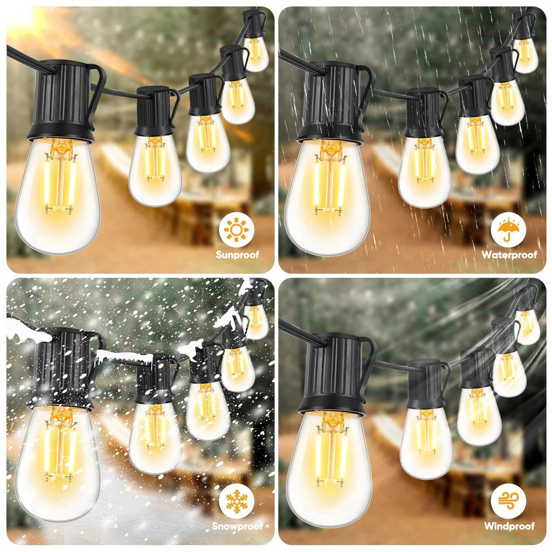 Guirlande lumineuse LED e27 220V 15m 15 ampoules s14 2w étanche connectable, jardin, extérieur ECLATS DESTOCKAGE