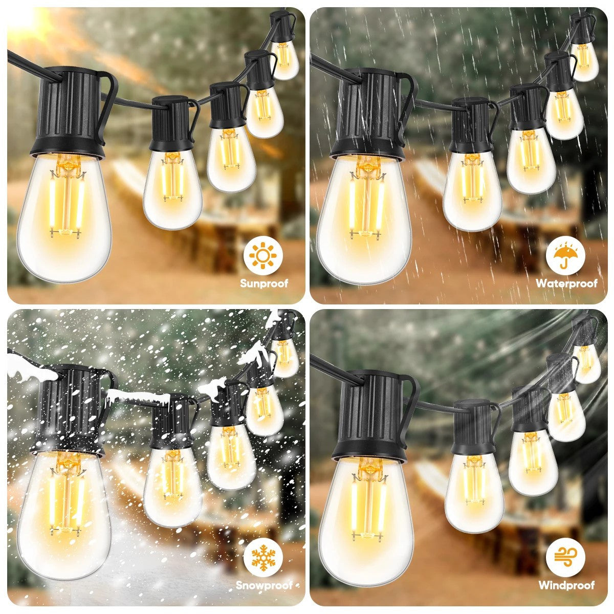 Guirlande lumineuse LED e27 220V 15m 15 ampoules s14 2w étanche connectable, jardin, extérieur ECLATS DESTOCKAGE