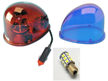 Gyrophare magnetique 12v 24 led bleu etanche goutte eau police urgence secours girophare aimante ECLATS DESTOCKAGE