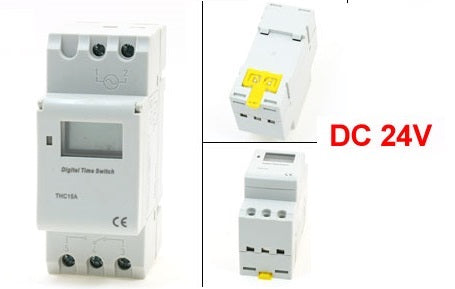 Interrupteur horaire minuterie 24dc 7jr digit 1of 16a horloge 24v thc15a programmable rail din 2200w ECLATS DESTOCKAGE