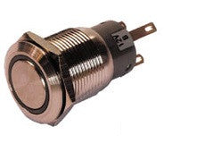 Interrupteur poussoir étanche led bleu cods7112b ohmeron securite bistable lumineux diametre 19mm ECLATS DESTOCKAGE