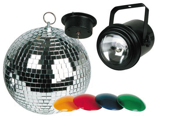 Kit lumiere disco projecteur par 36 4 filtres de couleur vdlprom2 boule a facettes avec moteur 20cm ECLATS DESTOCKAGE