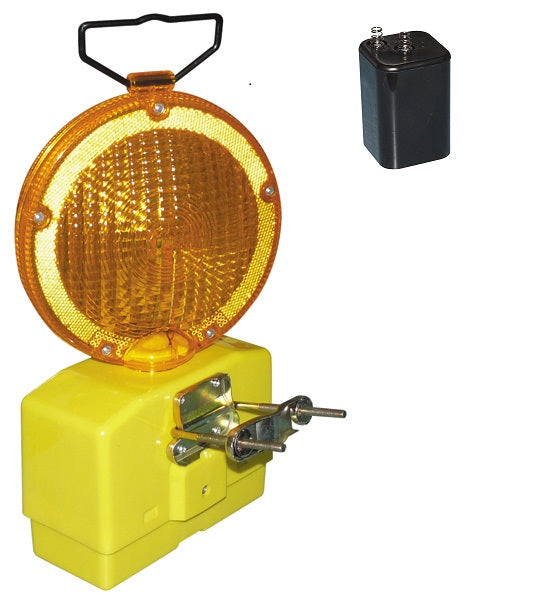 Lampe de chantier 6v lanterne ambre 2 leds eclairage + pile 6v ECLATS DESTOCKAGE