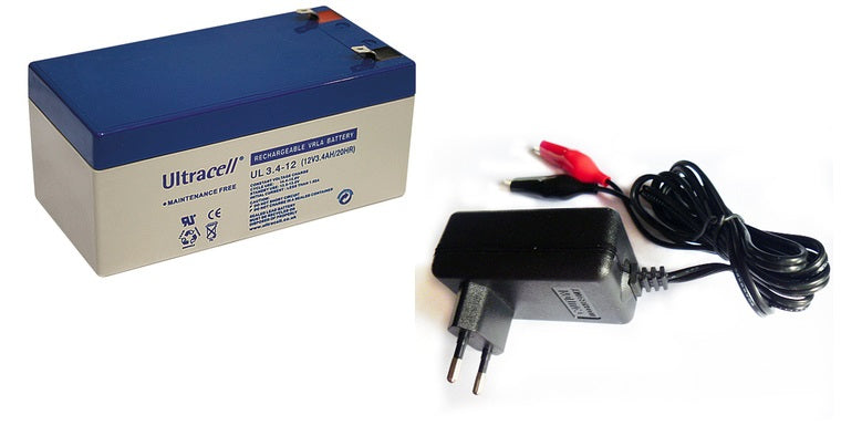 Lot de 1 batterie 12v 3.4ah + 1 chargeur 220v 12v 13.8v ECLATS DESTOCKAGE