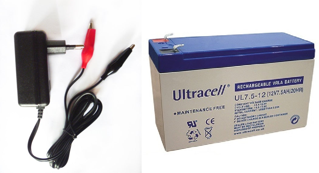 Lot de 1 batterie 12v 7ah + 1 chargeur 220v 12v 13.8v ECLATS DESTOCKAGE