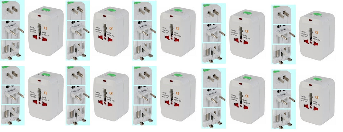 Lot de 10 adaptateurs secteur prise electrique universel voyage 150 pays italie espagne europe usa - ECLATS DESTOCKAGE