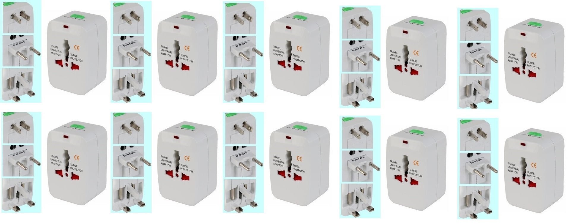 Lot de 10 adaptateurs secteur prise electrique universel voyage 150 pays italie espagne europe usa - ECLATS DESTOCKAGE