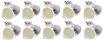 Lot de 10 ampoules gu10 60 led 1.5w 2w 2.5w 3w 3.5w 4w 220v 230v smd 3528 spot blanc chaud ECLATS DESTOCKAGE