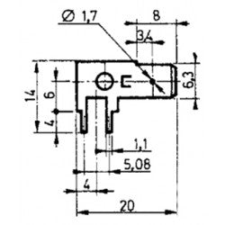Lot de 10 cosses coudees 90° 6.3x14x20 mm male que20298x10 cosse faston 6.35mm ECLATS DESTOCKAGE