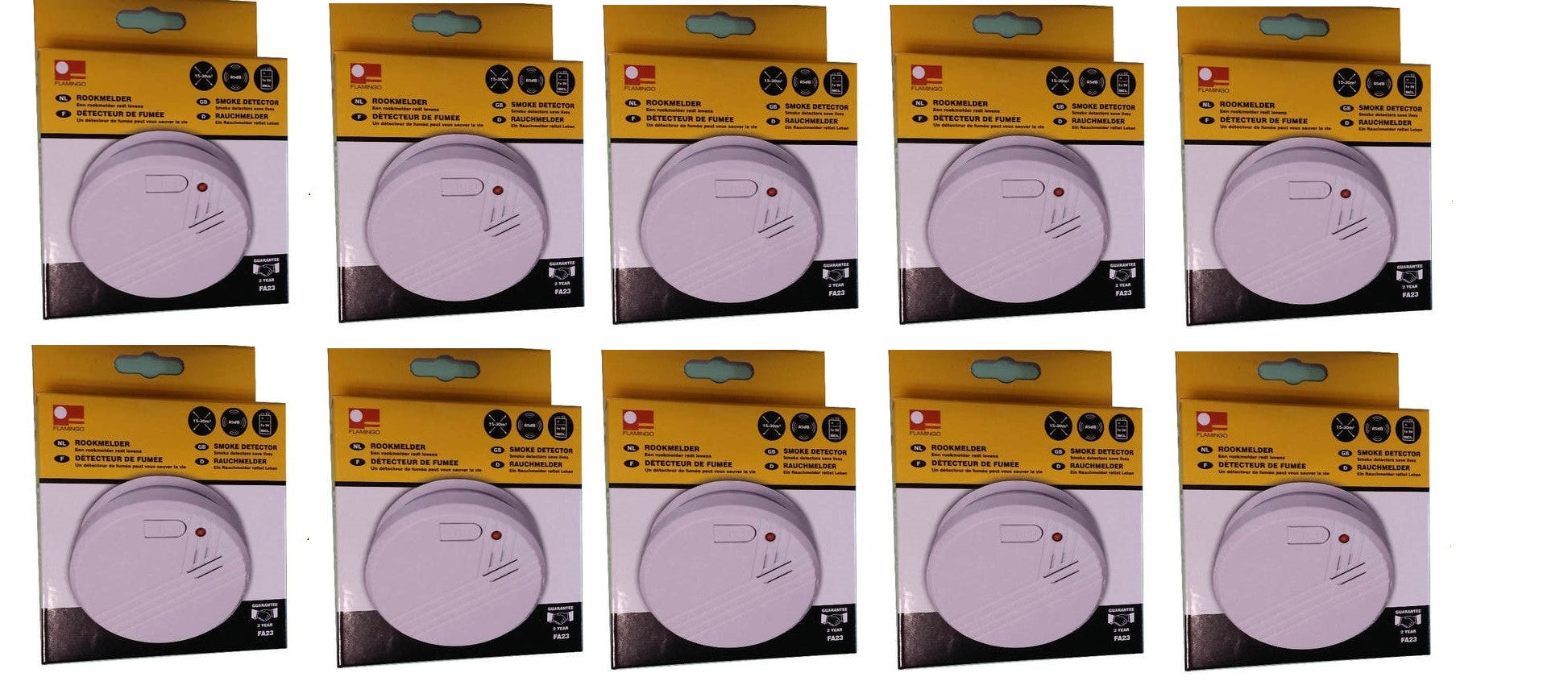 Lot de 10 détecteurs de fumée en 14604 alarme incendie autonome df9 det 010 kd 107 9v buzzer - ECLATS DESTOCKAGE