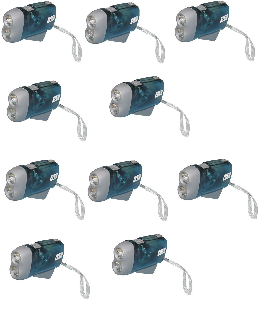 Lot de 10 lampes 2 led torche dynamo sans pile se charge en quelques pressions innovaley ECLATS DESTOCKAGE