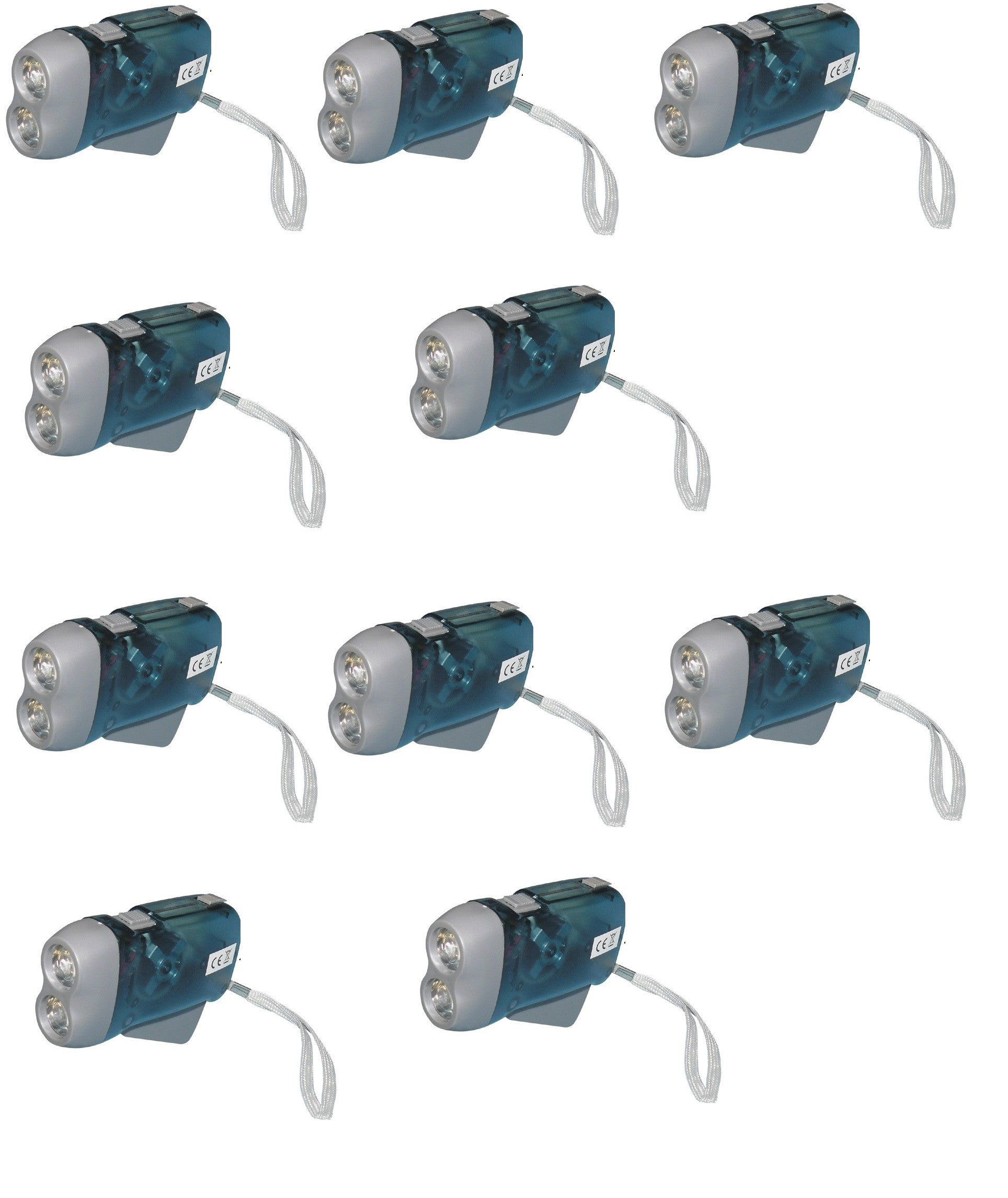 Lot de 10 lampes 2 led torche dynamo sans pile se charge en quelques pressions innovaley ECLATS DESTOCKAGE