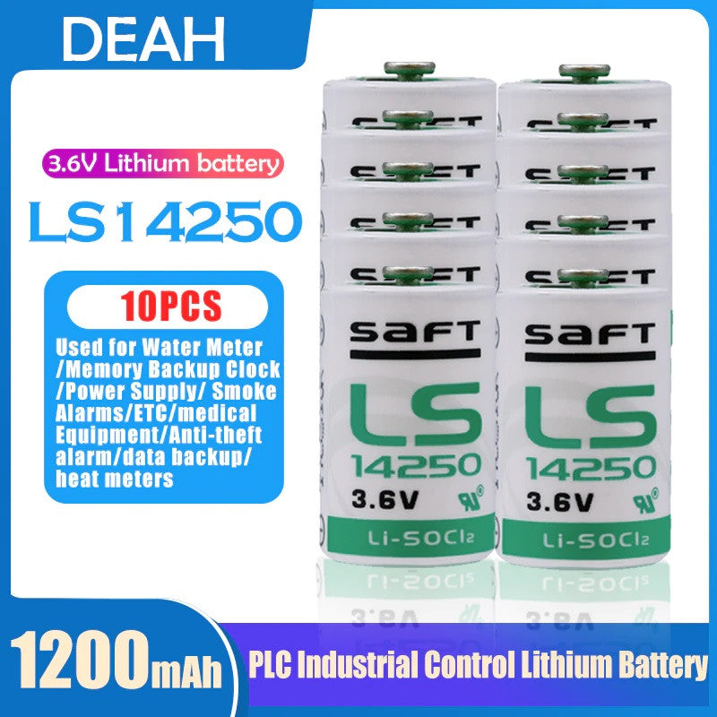 Lot de 10 Pile lithium 3.6v 1200mah 1/2 aa ls14250 lr14250 14250 lct1200 sl350 sl750 tl5902 tl5151 ECLATS DESTOCKAGE