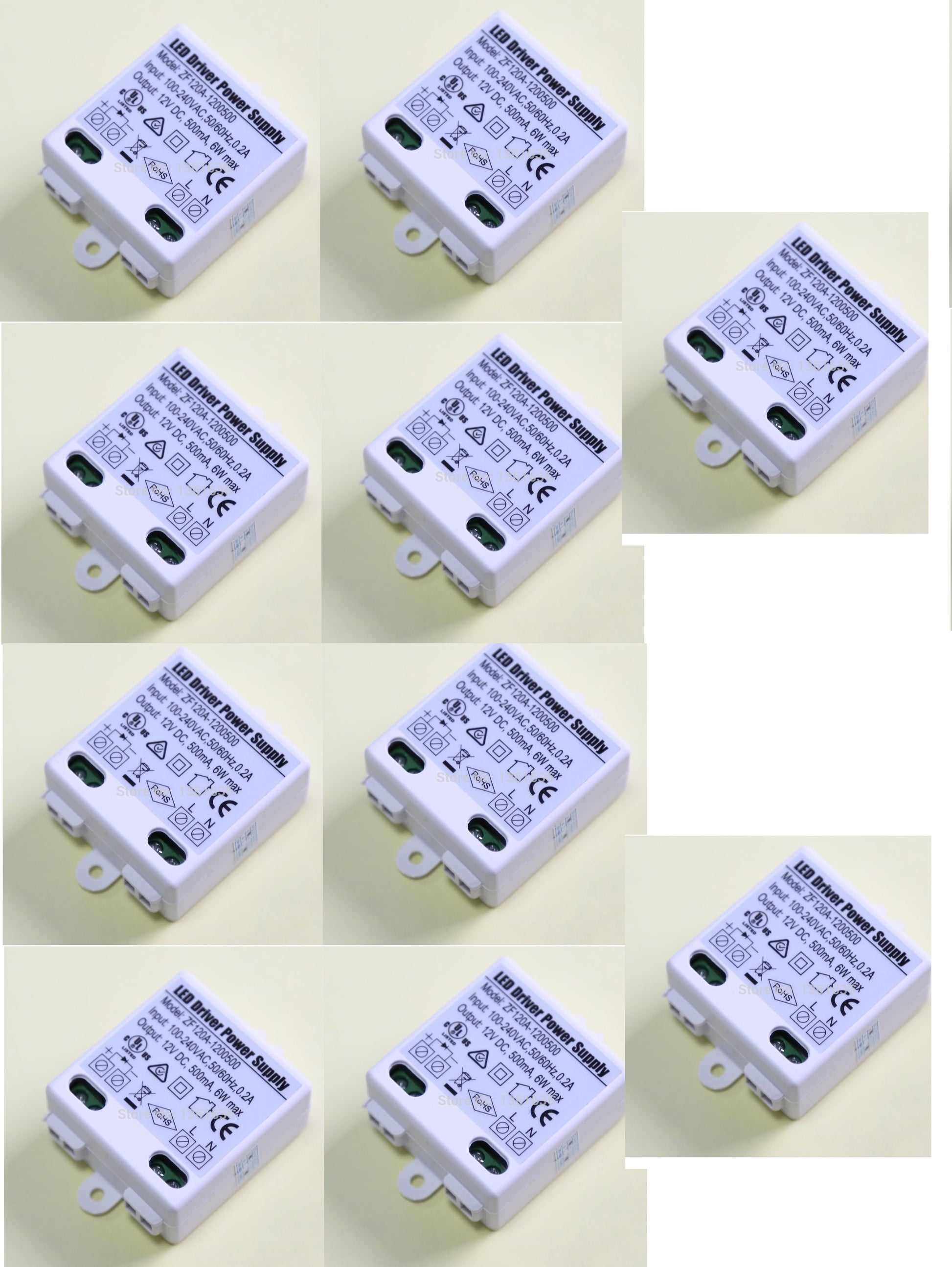 Lot de 10 transformateurs alimentation 220v 6w 12v cc 0.5a eclairage driver led 230v 240v 500ma zf120a - ECLATS DESTOCKAGE