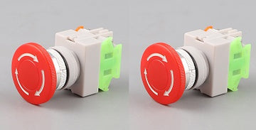 Lot de 2 boutons arrêt d’urgence no nf coup de poing 22mm bpr22 pour boit1 - ECLATS DESTOCKAGE