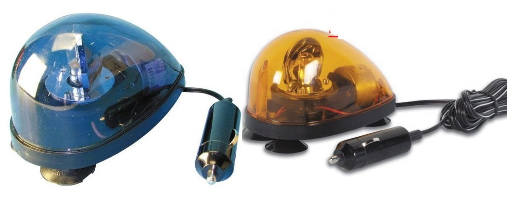 Lot de 2 gyrophares ventouse 12v bleu et orange electrique rotatif eclairage lumiere feu tournant ECLATS DESTOCKAGE