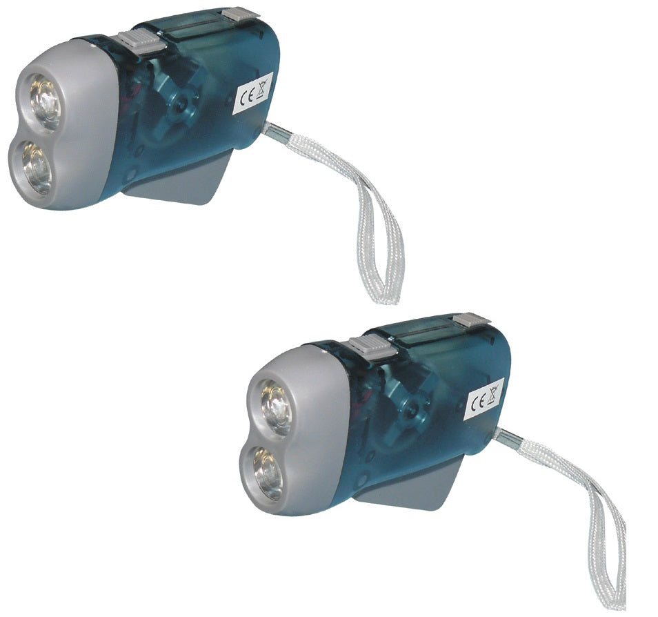 Lot de 2 lampes 2 led torche dynamo sans pile se charge en quelques pressions innovaley ECLATS DESTOCKAGE