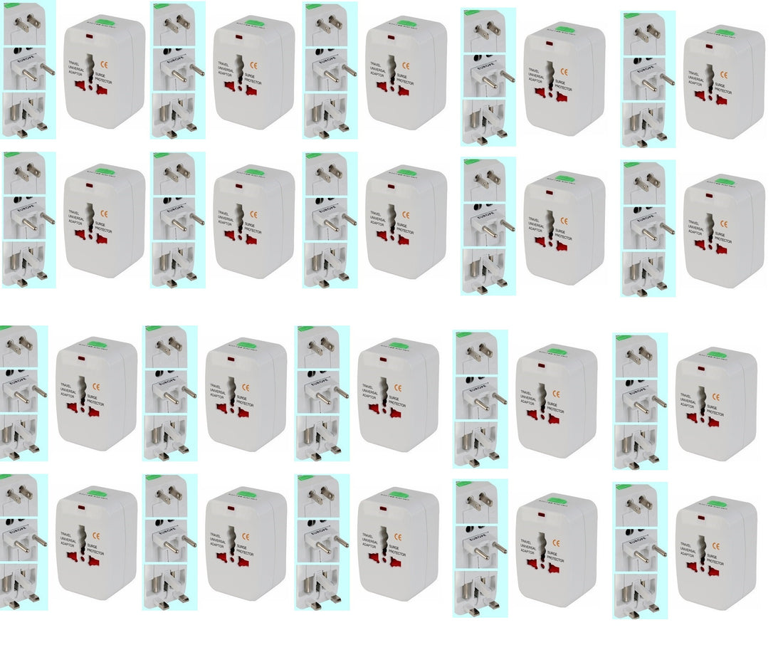 Lot de 20 adaptateurs voyage secteur prise electrique universel 150 pays italie espagne europe usa - ECLATS DESTOCKAGE