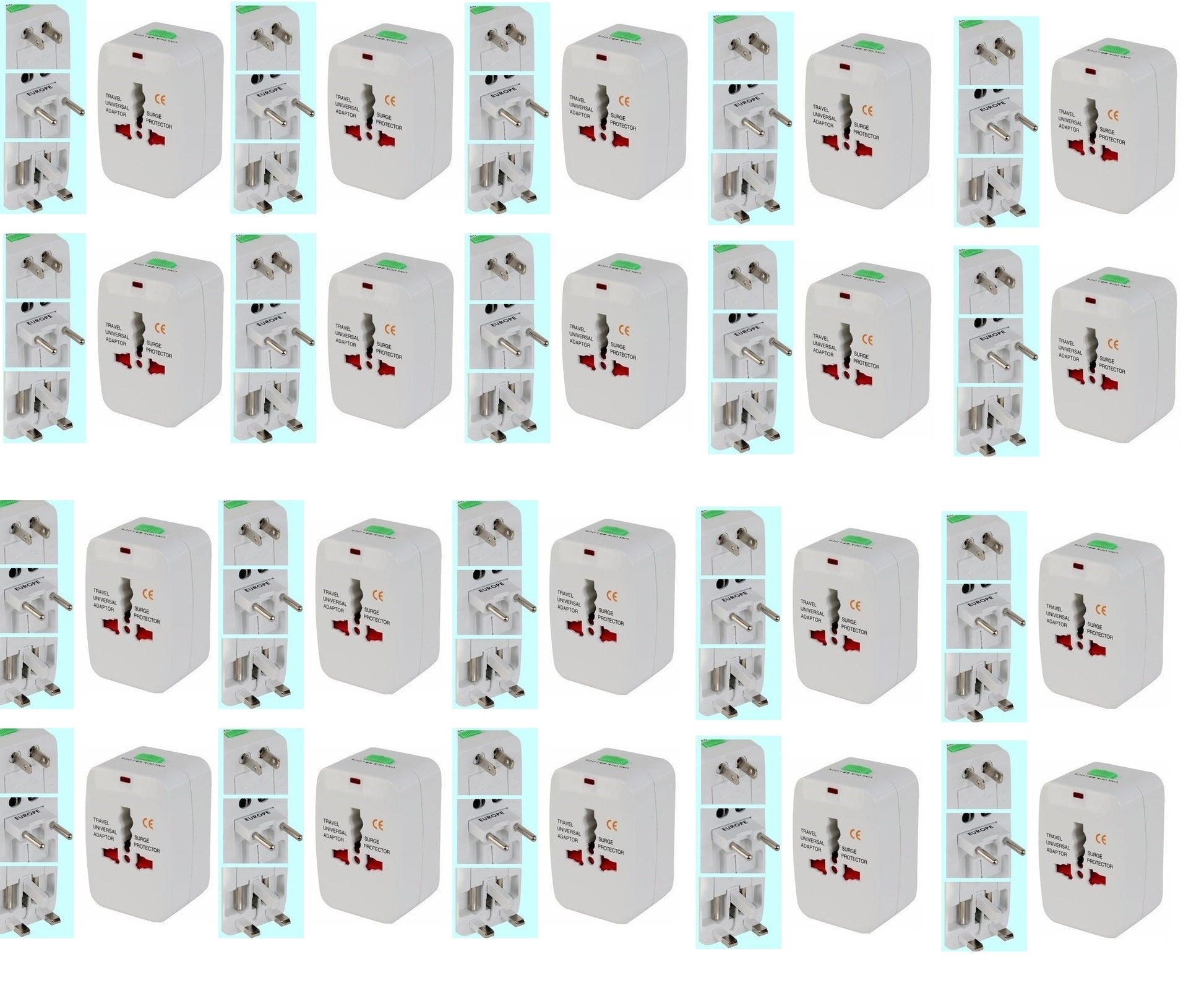 Lot de 20 adaptateurs voyage secteur prise electrique universel 150 pays italie espagne europe usa - ECLATS DESTOCKAGE