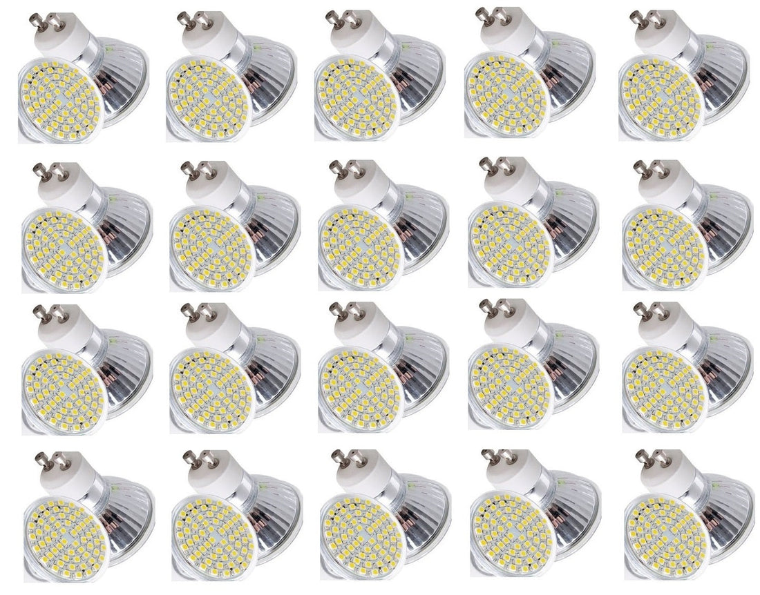 Lot de 20 ampoules gu10 60 led blanc chaud 3w 3.5w 4w 220v 230v smd 3528 spot 240v ECLATS DESTOCKAGE