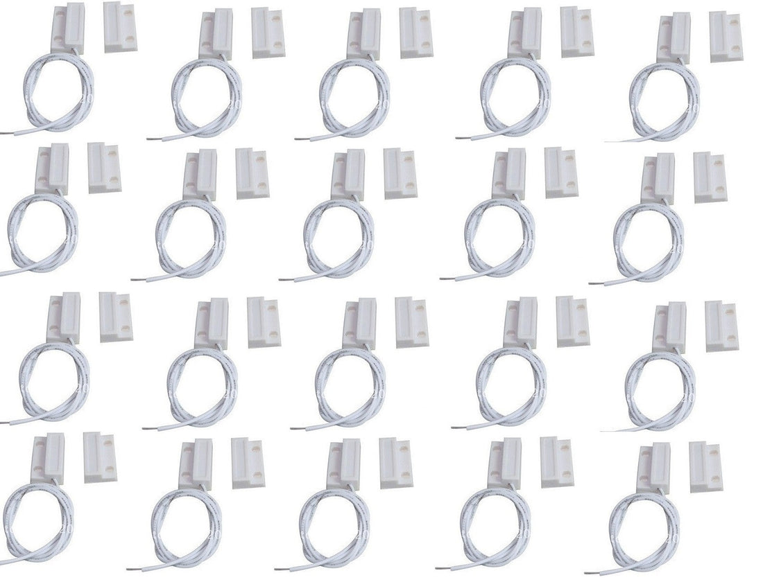 Lot de 20 contacts nf saillie 23mm blanc detecteur ouverture 114ms capteur magnetique pour alarme ECLATS DESTOCKAGE