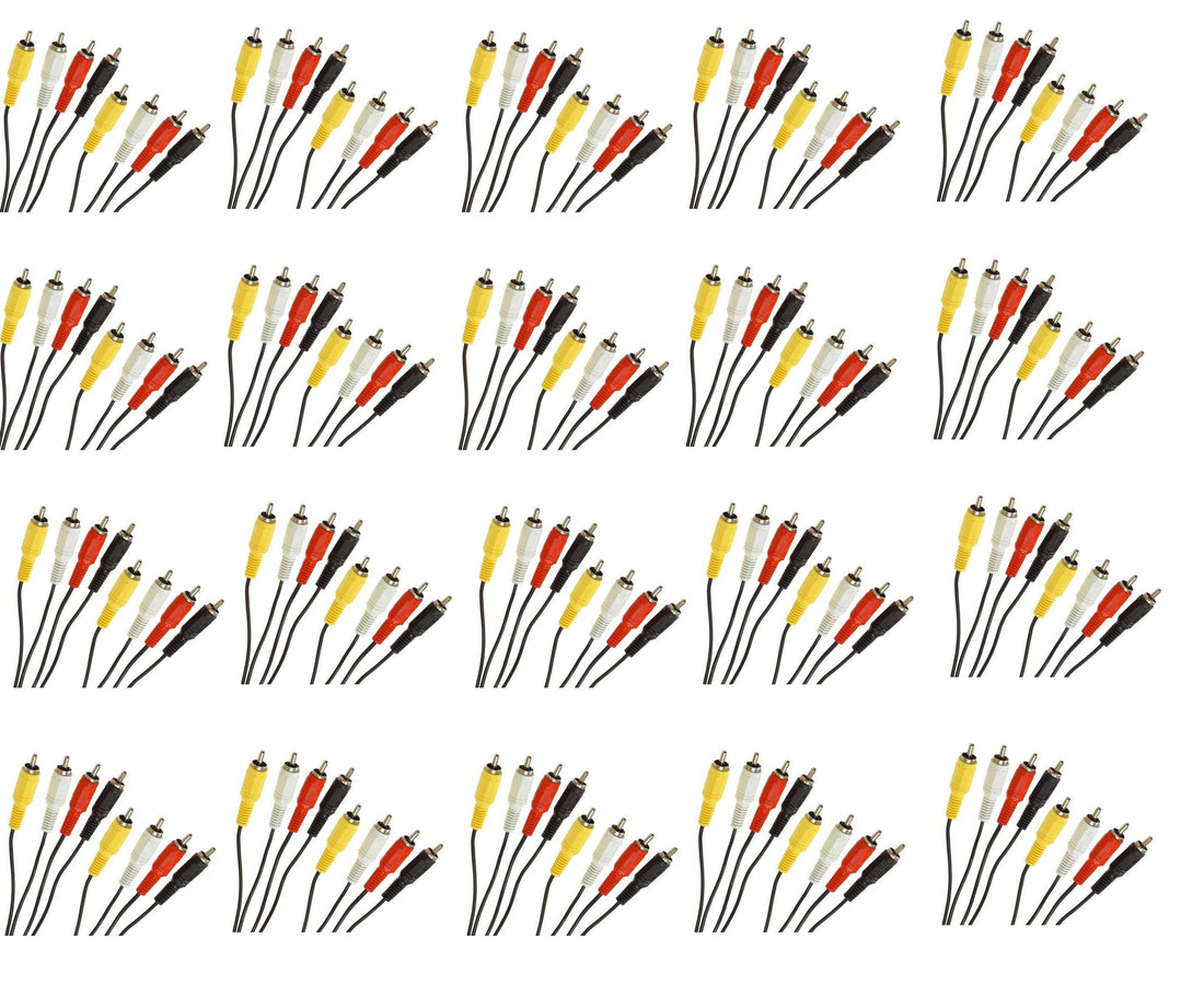 Lot de 20 cordons audio video 1,2m 4 rca mâle vers 4 rca mâle cable camera surveillance securite ECLATS DESTOCKAGE
