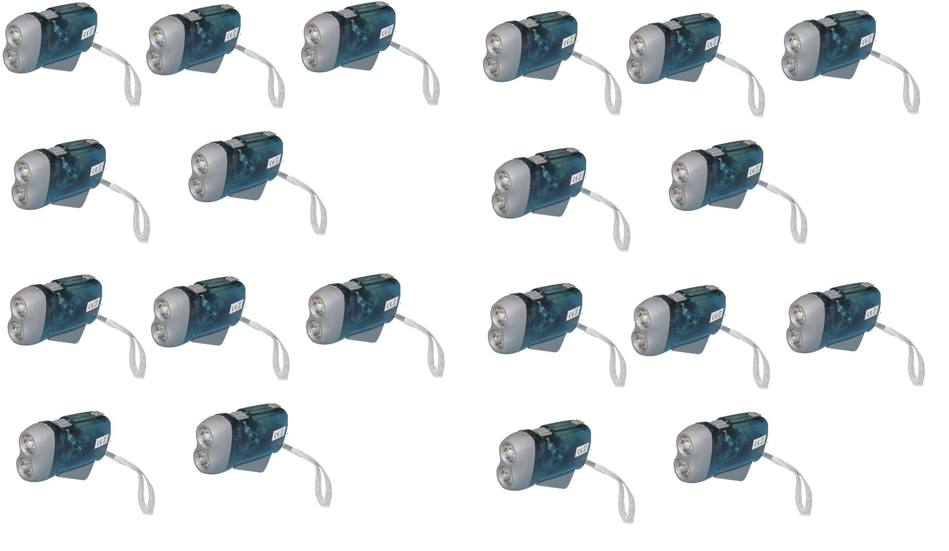Lot de 20 lampes 2 led torche dynamo sans pile se charge en quelques pressions innovaley ECLATS DESTOCKAGE