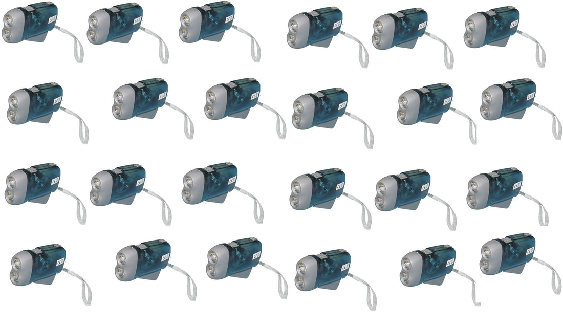 Lot de 24 lampes 2 led torche dynamo sans pile se charge en quelques pressions innovaley ECLATS DESTOCKAGE