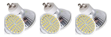 Lot de 3 ampoules gu10 60 led blanc chaud 3.5w 4w 220v 230v smd 3528 spot 240v ECLATS DESTOCKAGE