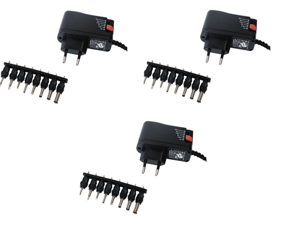 Lot de 3 blocs alimentation universel 110v 220v 1.5a 3v 4.5v 6v 7.5v 9v 12v commutateur 240v ECLATS DESTOCKAGE