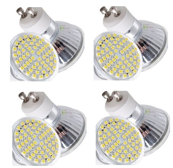 Lot de 4 ampoules blanc chaud gu10 60 led 2w 3w 4w 220v 230v smd 3528 spot 240v ECLATS DESTOCKAGE