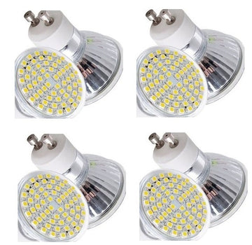 Lot de 4 ampoules blanc chaud gu10 60 led 2w 3w 4w 220v 230v smd 3528 spot 240v ECLATS DESTOCKAGE