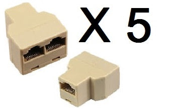 Lot de 5 adaptateurs 8p8c rj45 femelle 2 x rj45 femelle doubleur dedoubleur modulaire ECLATS DESTOCKAGE