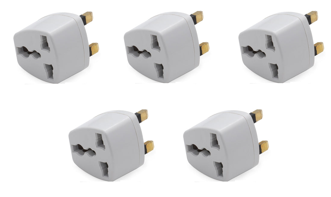 Lot de 5 adaptateurs secteur gb voyage uk prise electrique europeenne vers fiche anglaise - ECLATS DESTOCKAGE